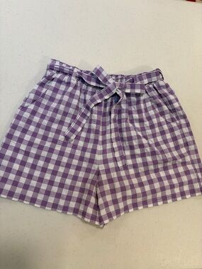 Girls Purple Gingham Shorts